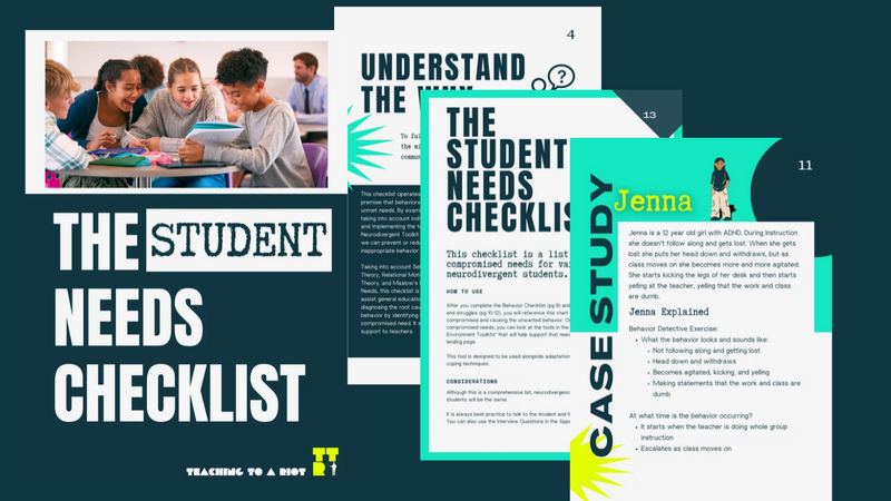 The Student Needs Checklist, a reference guide to the five needs
