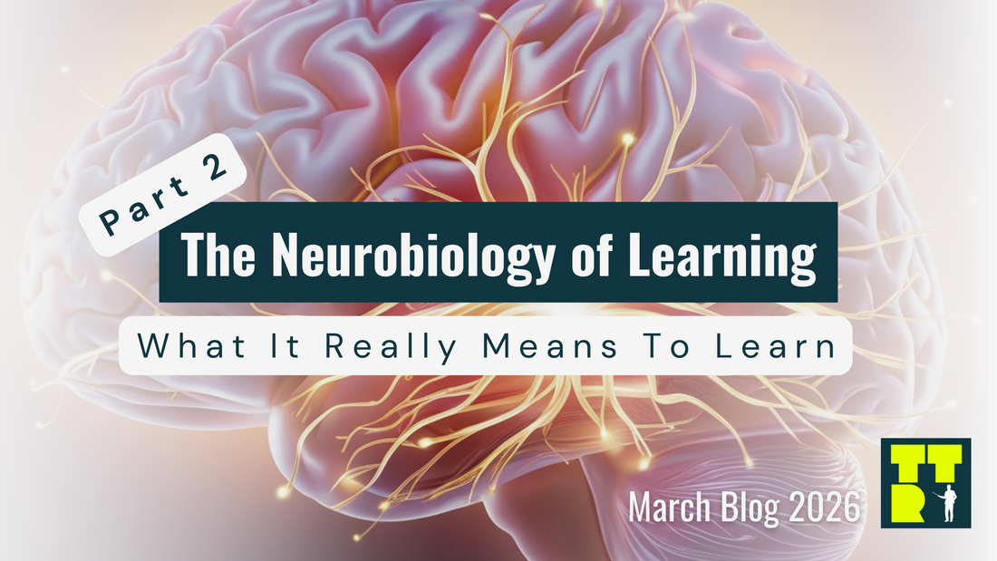 Image of a brain with the text overlay Part 2 The Neurodibiology of learning for teachers and educators What it really means to learn