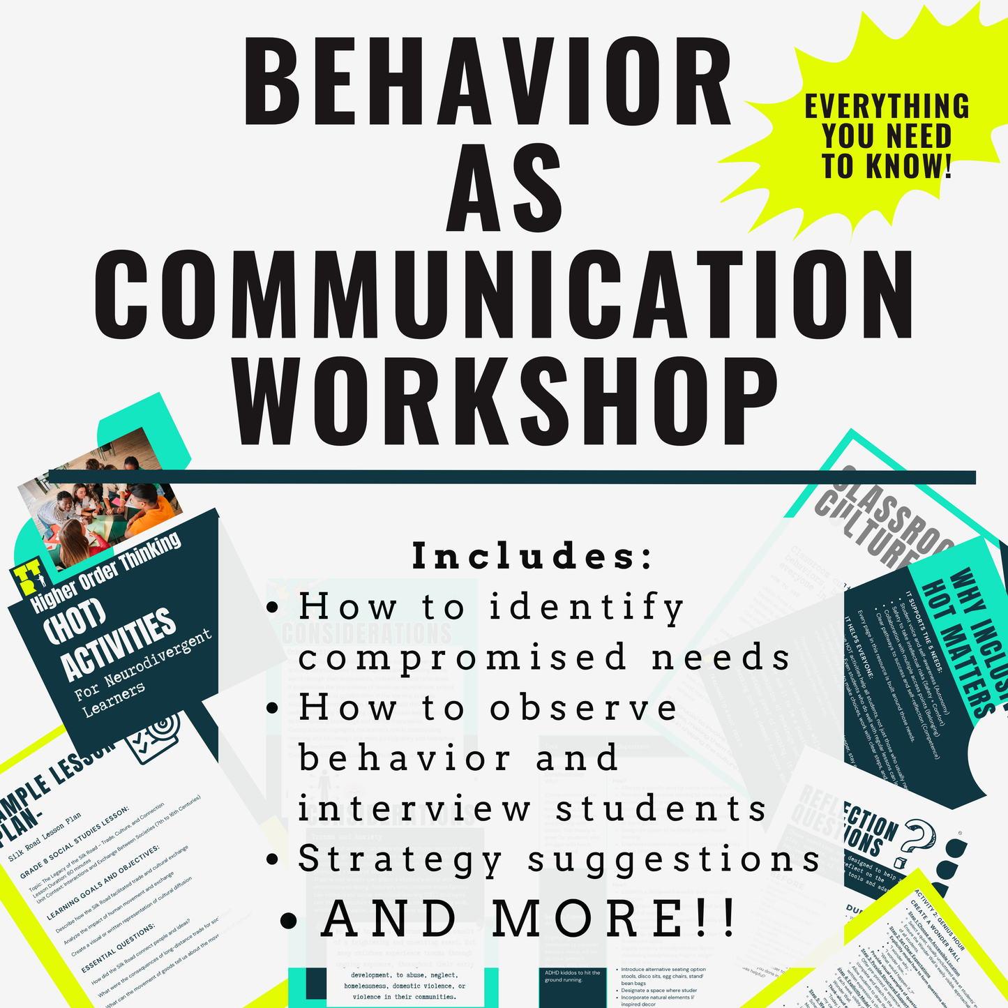 Advertisement for a 'Behavior as Communication Workshop' with text and graphics on a white background.
